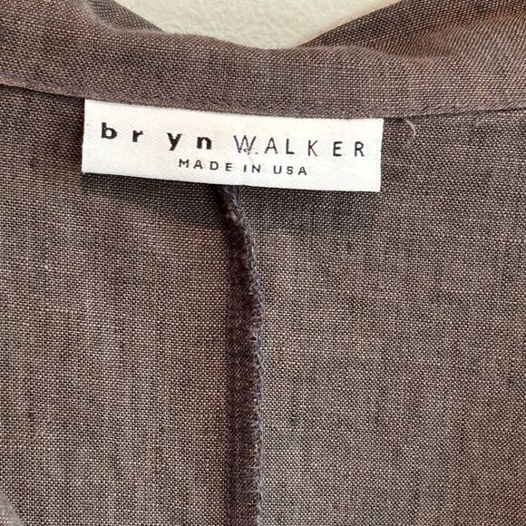Bryn Walker Gray Linen Long Length One Button Jacket - size Large - Picture 3 of 6